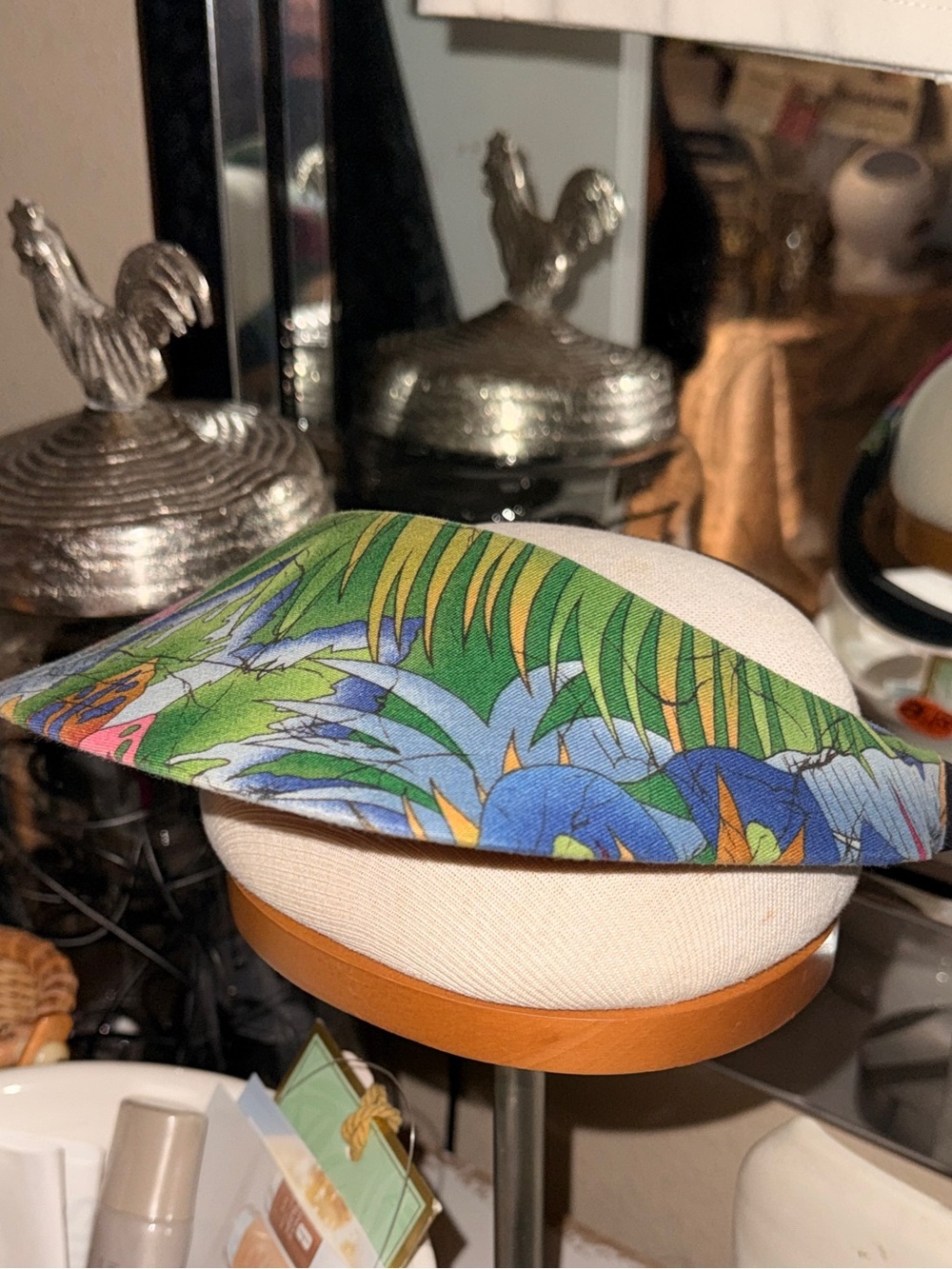Tropical Print Blue & Green Visor - No Headache, The Ultimate Survivor NWOT